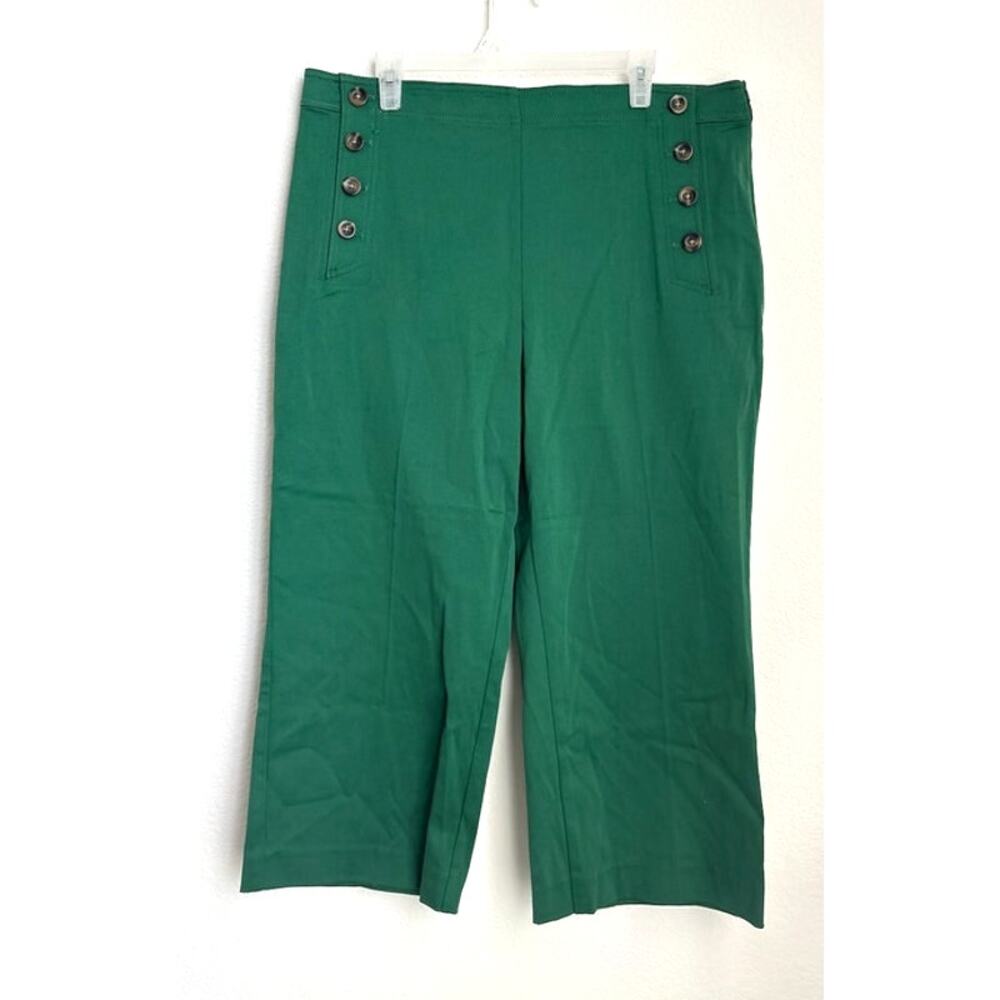 NWOT Ann Taylor Green Kate Wide Leg Crop Sailor Pants Size 16P